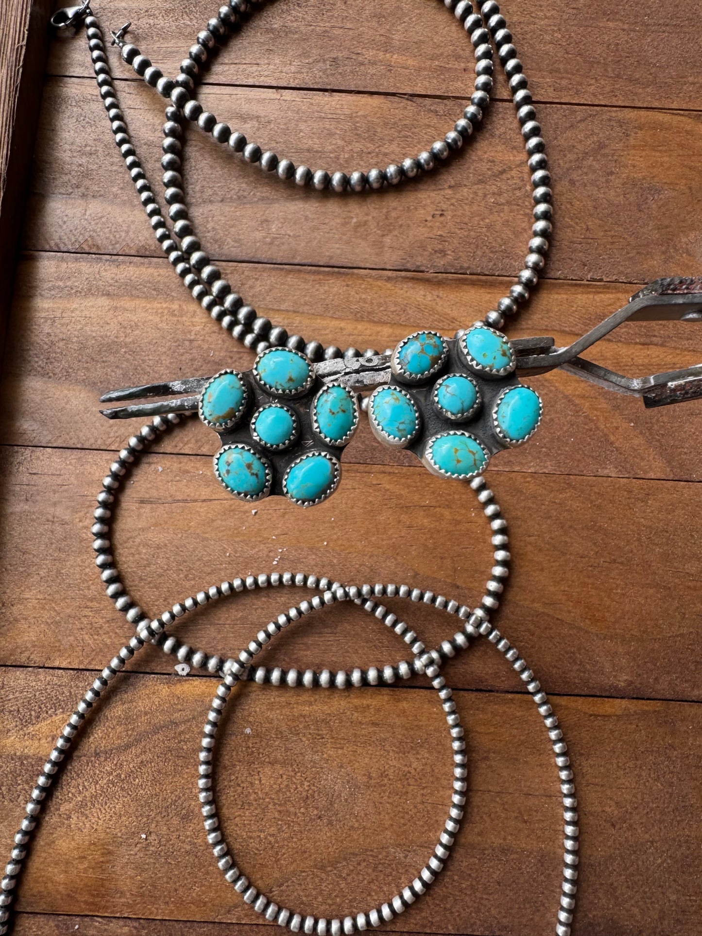 Turquoise flower studs
