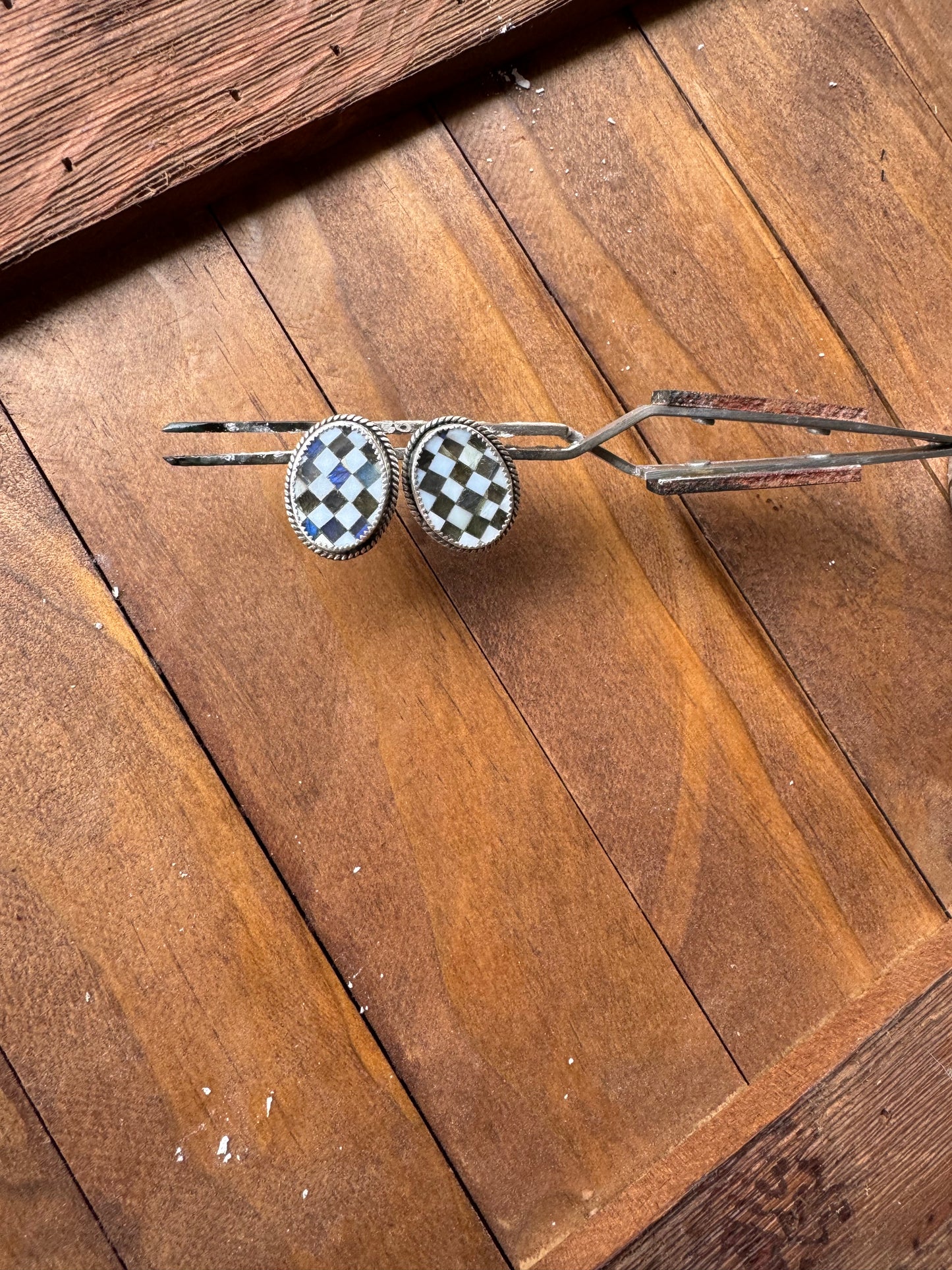 Neutral Checkered Studs