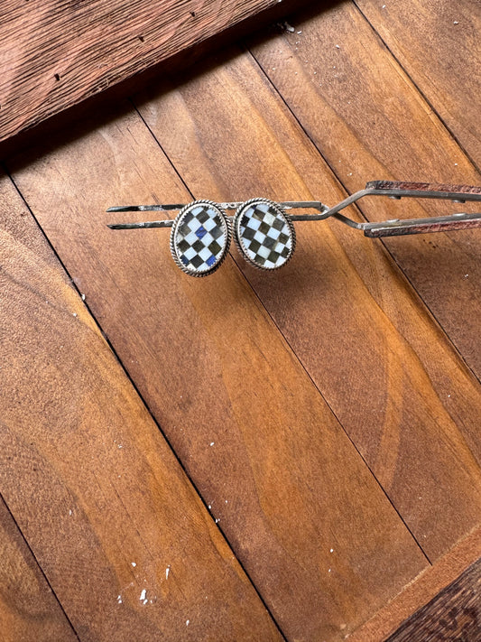 Neutral Checkered Studs